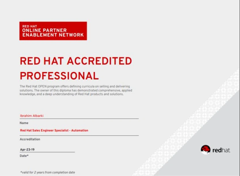 Red Hat Sales Engineer Specialist - Automation